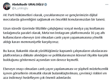 Bakan Uraloğlu: Meta'nın 16 yaş altı Instagram kullanıcılarına yönelik kararını memnuniyetle karşılıyoruz