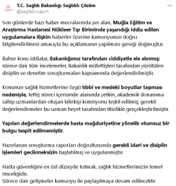 Bakanlıktan, 'Muğla Eğitim ve Araştırma Hastanesi' hakkındaki iddialara ilişkin açıklama