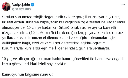 Ankara'da eğitime 'kar' engeli
