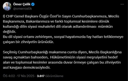 Çelik: Özgür Özel, kaos kampanyasına öncülük ediyor