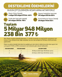 5,9 milyar TL tarımsal destek ödemesi bugün çiftçilerin hesaplarına yatırılacak