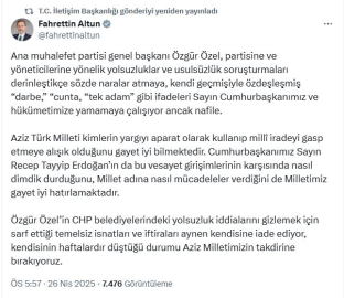 Fahrettin Altun: Temelsiz isnat ve itirafları aynen iade ediyoruz