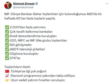 Bakan Şimşek: ABD'de 60'tan fazla toplantı yaptık, Türkiye'ye ilgi çok yoğun