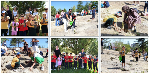 Ankara'da uyum haftasındaki öğrenciler fidan dikti