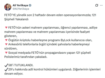 37 ilde FETÖ operasyonları: 58 tutuklama