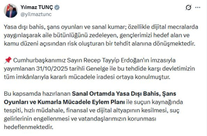 Bakan Tunç: Örgütlü şekilde işlenen yasa dışı bahis ve kumar suçlarında cezalar ağırlaştırılacak