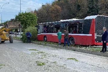 Samsun'da otobüs, direk ile ağaca çarptı; 2 yaralı